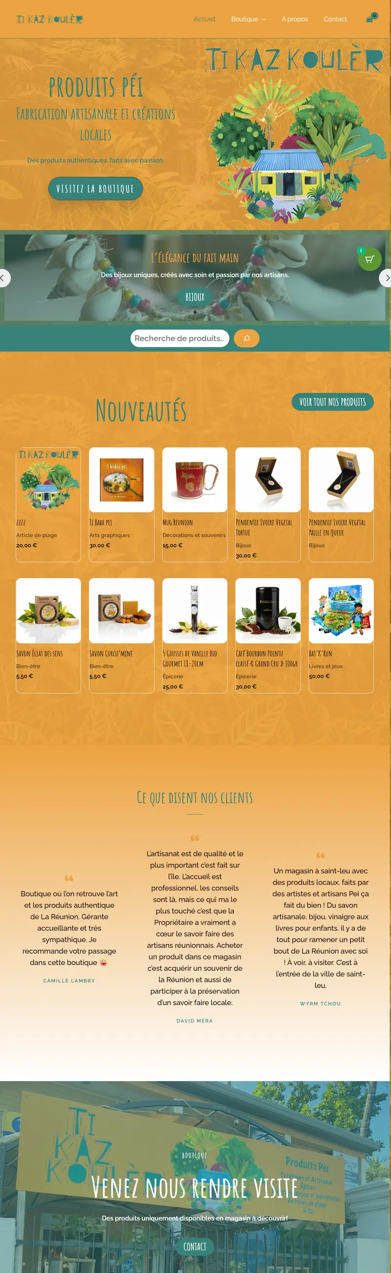 Page d'accueil du site Ti Kaz Koulèr