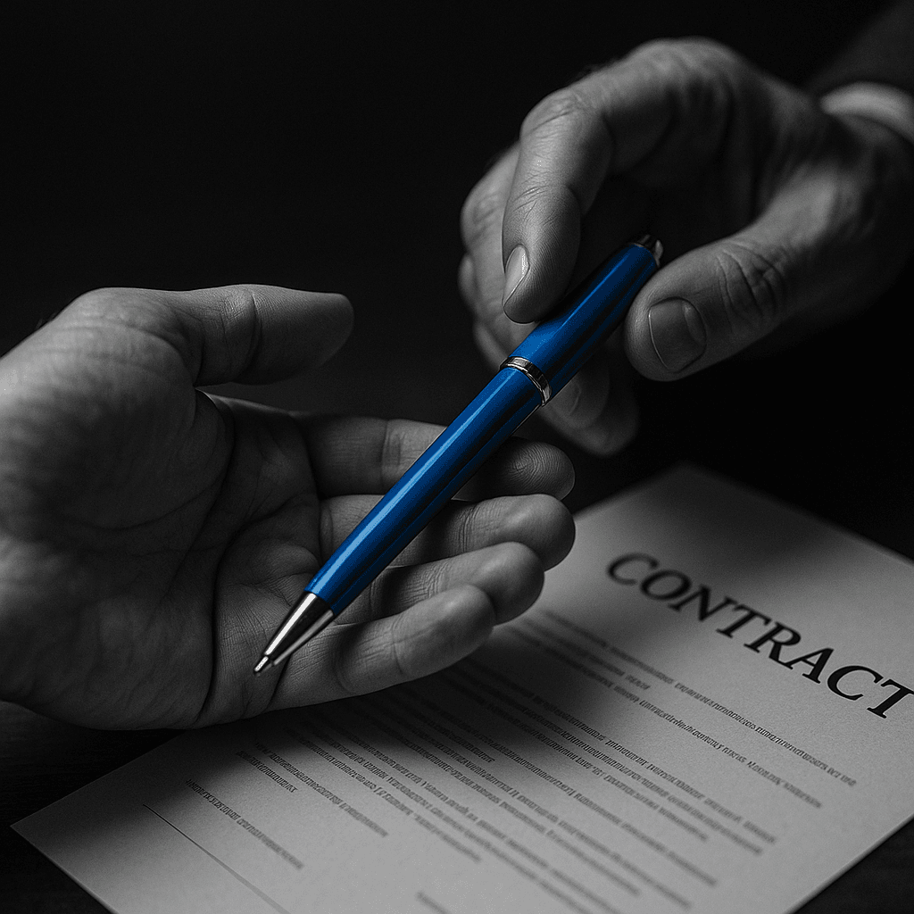 20251122 1243 contract signing gesture simple compose 01kanbmzhrezp9m3ww7sapvj8p