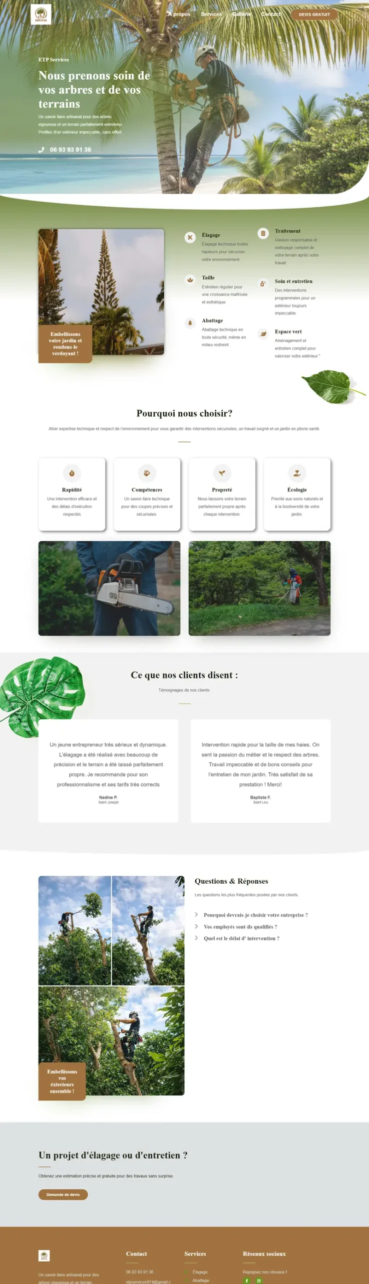 Page d'accueil du site ETP Services