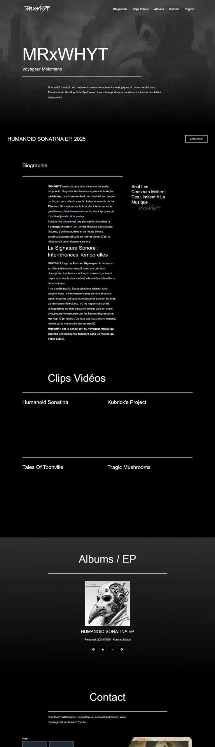 Page d'accueil du site MRxWHYT