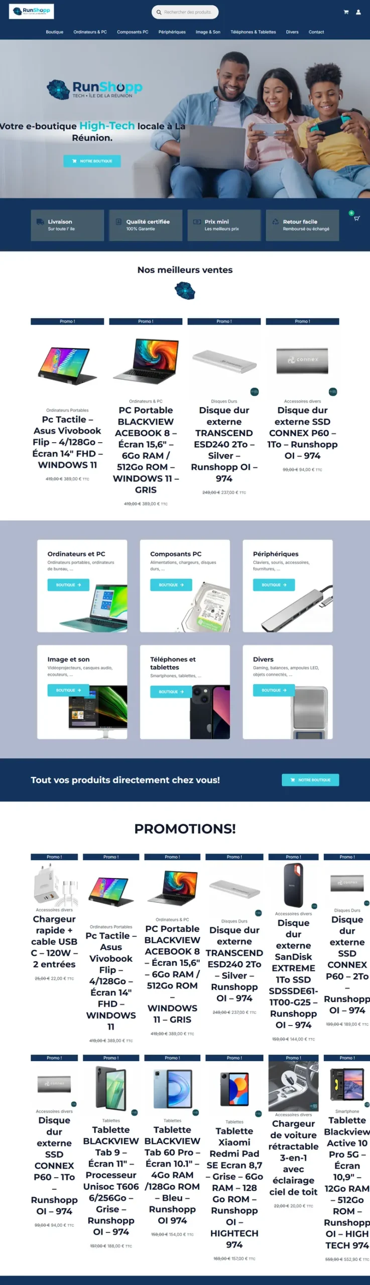 Page d'accueil du site Runshopp