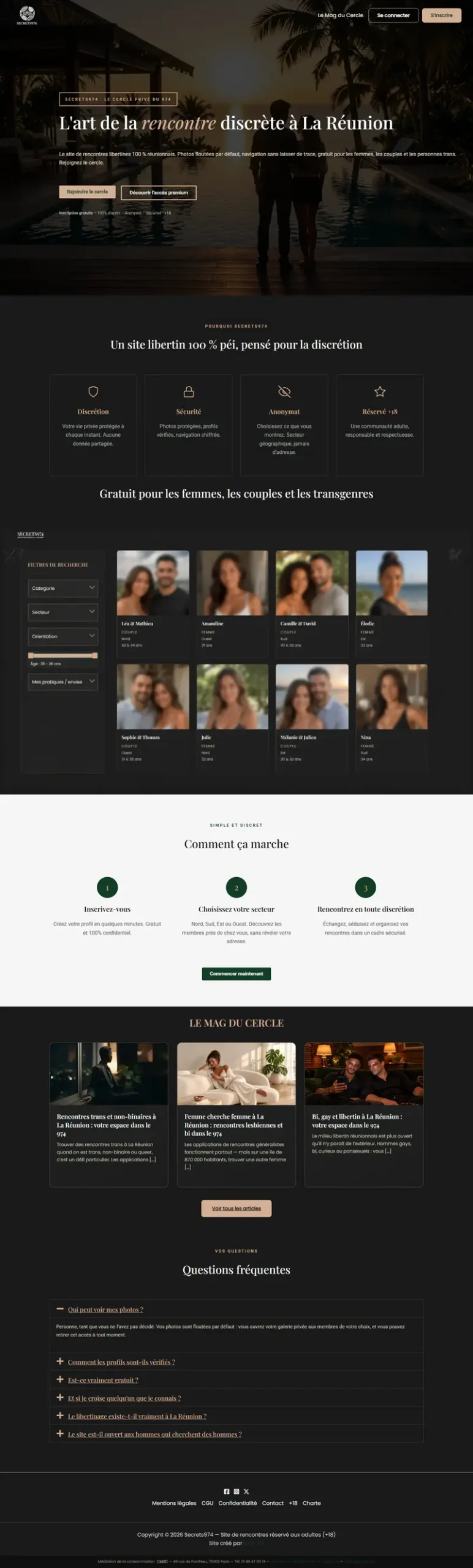 Page d'accueil du site Secrets974
